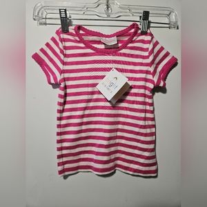 NWT Hanna Andersson Pima Cotton Pink Striped T-Shirt, US 3 | 90 cm